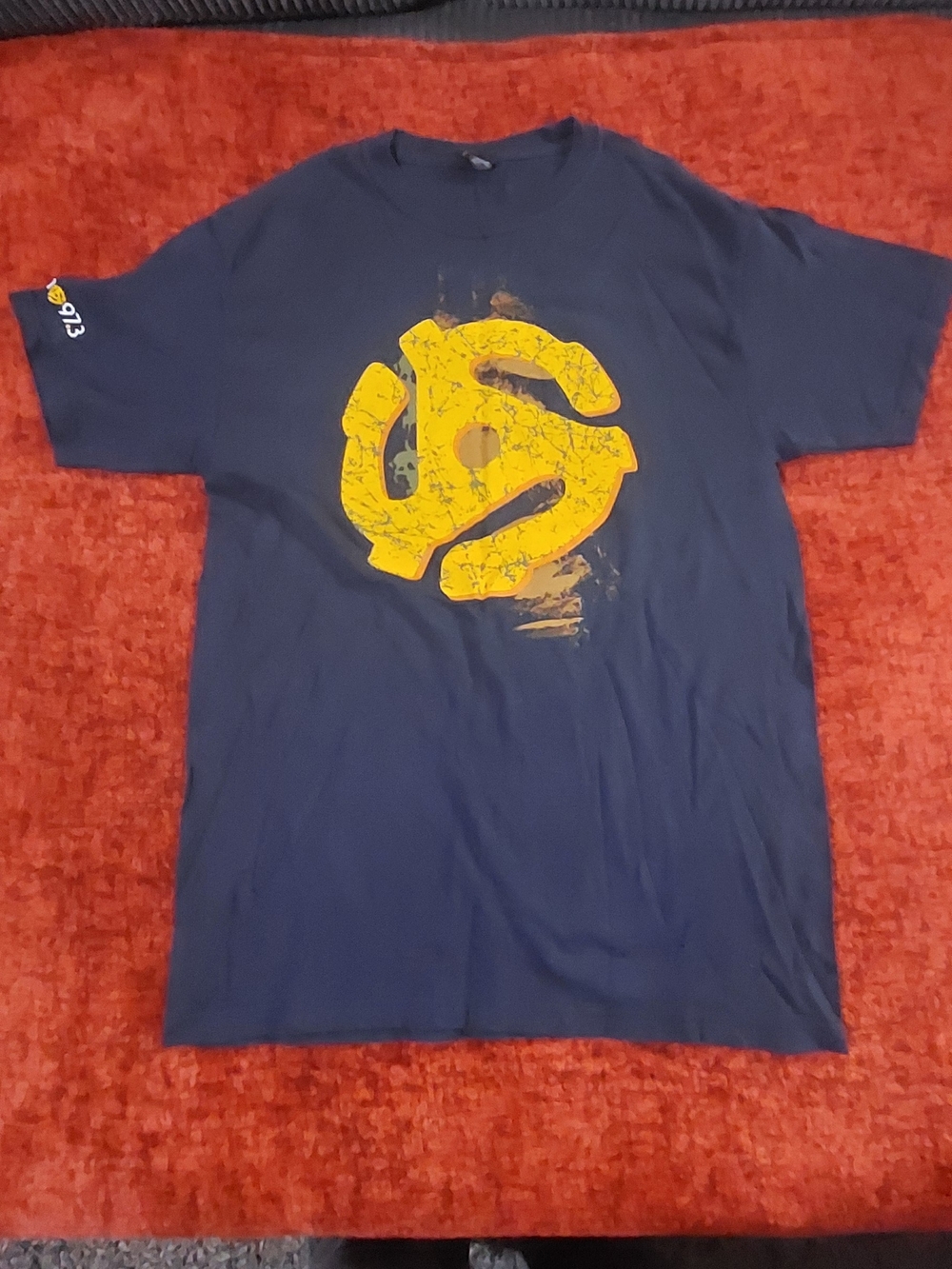 Men's Navy Graphic Tee with Yellow Disc Design
